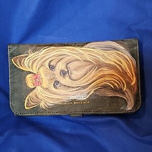 New, Vintage Hand-Painted Yorkie, Adrienne Vittadini Studio Clutch/Large Wallet